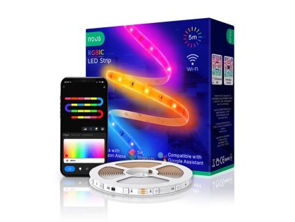 LED pás NOUS F4 WiFi SMART RGB 18W 5m 12V 40LED/m IP44 Tuya