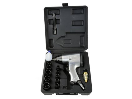 Pneumatický rázový uťahovák 1/2" s maticami, sada 15ks GEKO