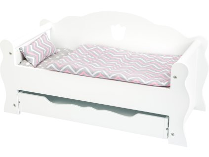 Malá drevená posteľ pre bábiky biela