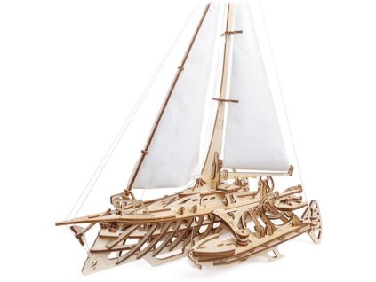 Ugears 3D drevené mechanické puzzle Plachetnica Merihobus (trimarán)