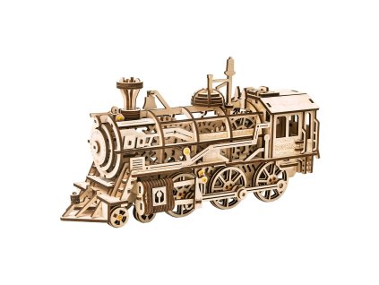 RoboTime 3D drevené mechanické puzzle Parná lokomotíva