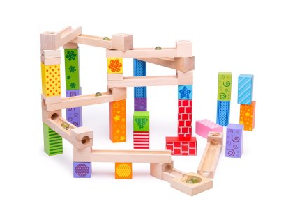 Bigjigs Toys Drevená guličková dráha farebná