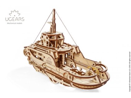 Ugears 3D drevené mechanické puzzle remorkér