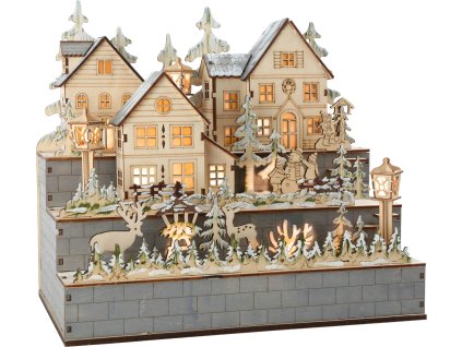 Small Foot Dřevěná lampa zimní vesnice