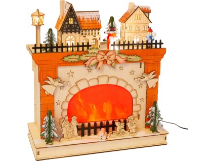 Small Foot Vánoční lampa zimní scéna u krbu