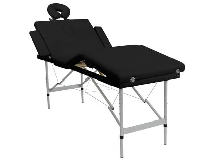 Multidom Čierny skladací masážny stôl, 4 zóny, hliníkový rám