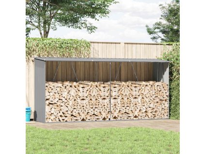 Multidom Záhradná kôlňa na drevo galvanizovaná oceľ 330x84x152 cm sivá