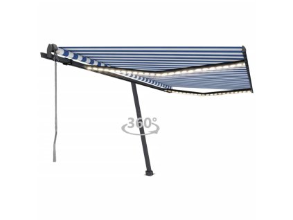 Multidom Automatická markíza s LED a senzorom 400x350 cm modrá a biela