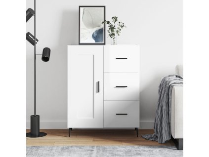 Multidom Komoda lesklá biela 69,5x34x90 cm spracované drevo