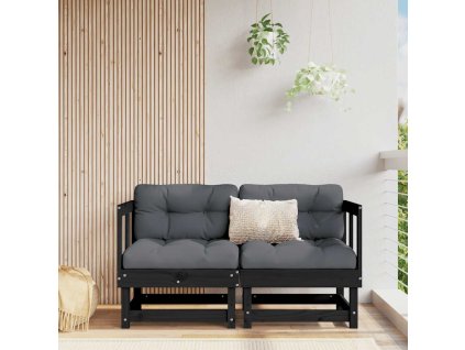 Multidom Rohové pohovky s vankúšmi 2 ks čierne borovicový masív