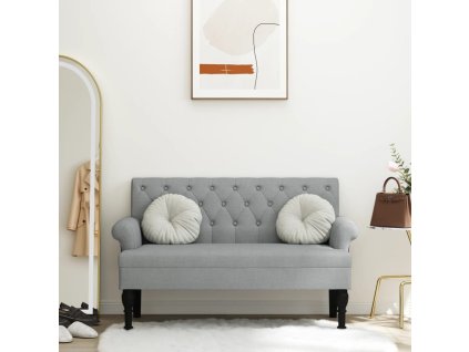 Multidom Lavička s operadlom svetlosivá 120x62x75,5 cm látka