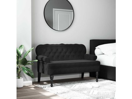 Multidom Lavica s operadlom čierna 119,5x64,5x75 cm zamatová