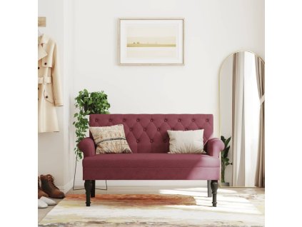 Multidom Lavička s operadlom vínovo červená 120x62x75,5 cm látka