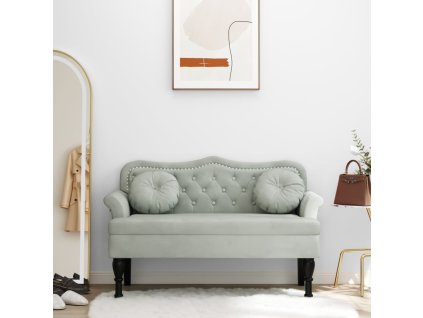 Multidom Lavica s vankúšmi, svetlosivá, 120,5x65x75 cm, zamat