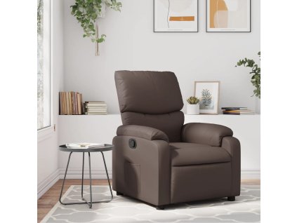 Multidom Sklápacie kreslo, hnedé, umelá koža