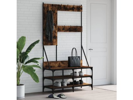 Multidom Vešiak na šaty s botníkom dymový dub 100x40x184 cm