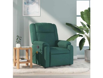 Multidom Sklápacie masážne kreslo tmavozelené látka