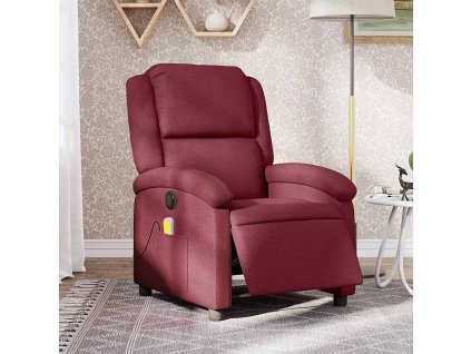Multidom Elektrické sklápacie masážne kreslo vínové látka