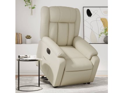 Multidom Elektrické zdvíhacie sklápacie kreslo krémové umelá koža