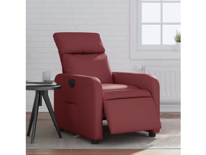 Multidom Elektrické sklápacie kreslo vínové červené umelá koža