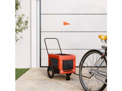 Multidom Cyklovozík pre zvieratá, oranžovo čierny oxfordská látka železo