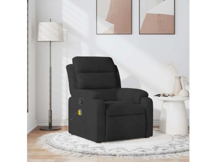 Multidom Masážne sklápacie kreslo čierne zamatové