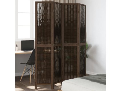 Multidom Paraván 4 panely tmavohnedý masívne drevo paulownie