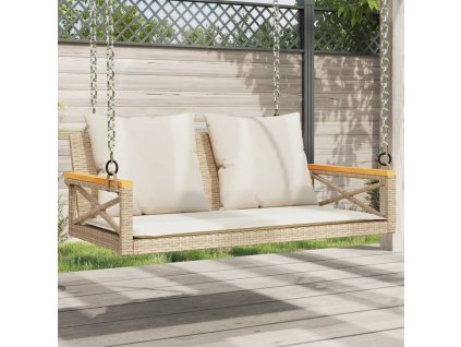 Multidom Hojdacia lavica s vankúšmi béžová 109x62x40 cm polyratan