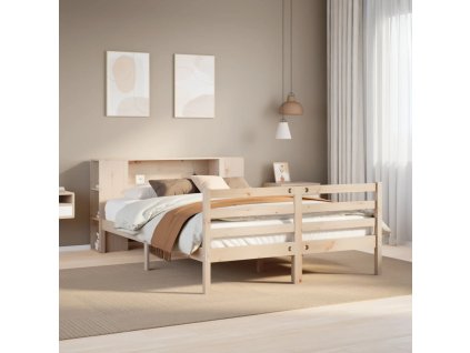 Multidom Posteľ s knižnicou bez matraca 150x200 cm borovicový masív