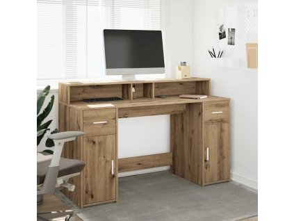 Multidom Stôl s LED svetlami dub artisan 140x55x91 cm kompozitné drevo