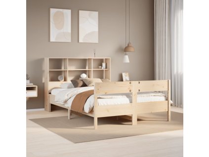 Multidom Posteľ s knižnicou bez matraca 140x190 cm borovicový masív