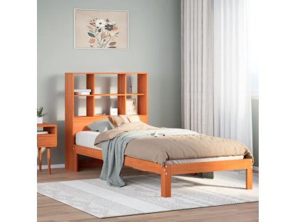 Multidom Posteľ s knižnicou bez matraca vosková 100x200 cm borovica