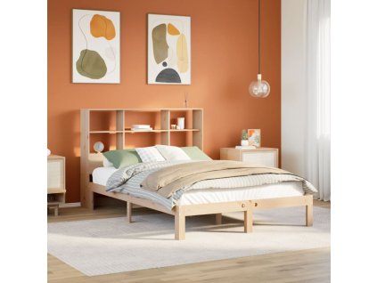 Multidom Posteľ s knižnicou bez matraca 140x200 cm borovicový masív