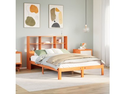 Multidom Posteľ s knižnicou bez matraca vosková 120x190 cm borovica