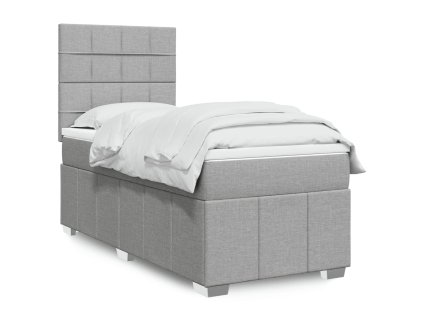 Multidom Posteľný rám boxsping s matracom bledosivý 90x200 cm látka