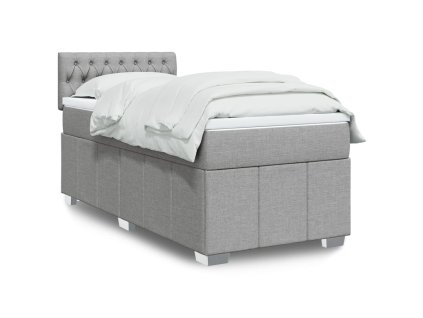 Multidom Posteľný rám boxsping s matracom bledosivý 80x200 cm látka