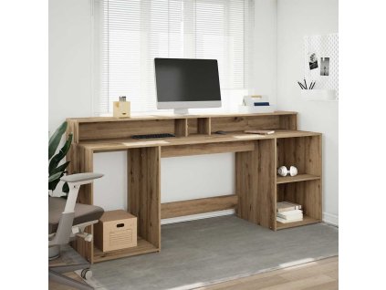 Multidom Stôl s LED svetlami dub artisian 200x55x91 cm kompozitné drevo