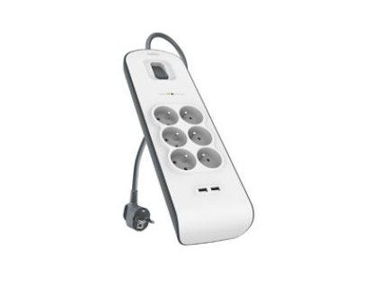 BELKIN SurgeStrip prep.ochrana, 6 zásuviek, 650J, 2USB