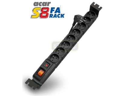 19'' napája.panel ACAR S8/5m 8x220V Black+prep.ochr.10A