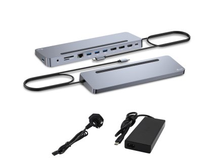 i-tec USB-C Metal Ergonomic 3x 4K Display Docking Station, PD100W + i-tec Universal Charger 100W