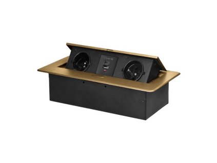 Výklopný blok zapustený ORNO OR-GM-9034/C, 2x 230V, 2x USB (A+C type; 3.6A), farba zlatá