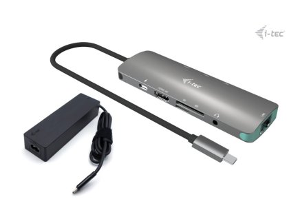 i-tec USB-C Metal Nano Docking Station 4K HDMI LAN, Power Delivery 100 W + Charger 100 W (bundle)