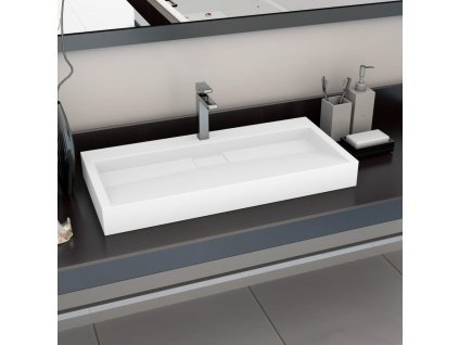 Multidom Umývadlo z minerálneho/mramoroveho odliatku 100x46x11 cm biele