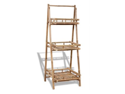 Multidom Skladací bambusový regál na kvety s 3 policami