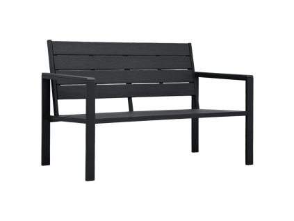 Multidom Záhradná lavička 120 cm, HDPE, čierna, drevený vzhľad