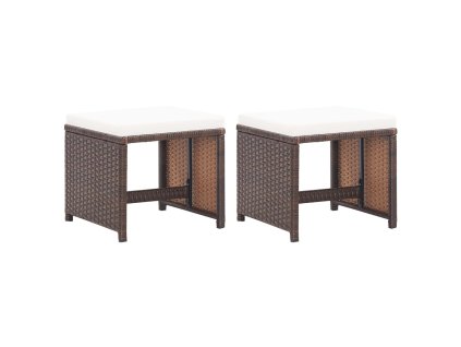 Multidom Záhradné sedadlá 2 ks s podložkami polyratan hnedé