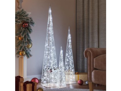 Multidom Sada svetelných LED kužeľov z akrylu, studená biela 60/90/120cm