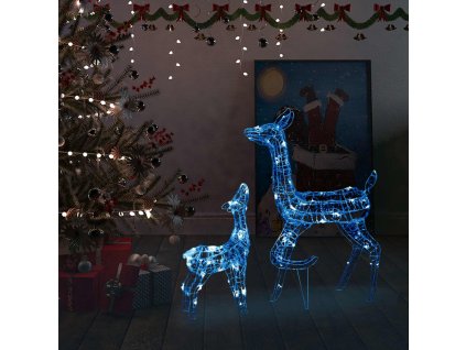 Multidom Akrylová sobia rodinka vianočná dekorácia 160 LED modrá