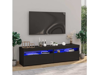 Multidom TV skrinky 2 ks s LED svetlami čierne 75x35x40 cm