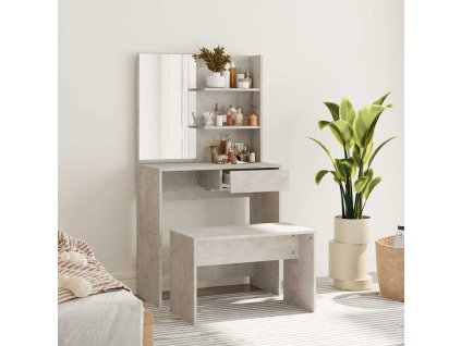 Multidom Sada toaletného stolíka betónová sivá 74,5x40x141 cm